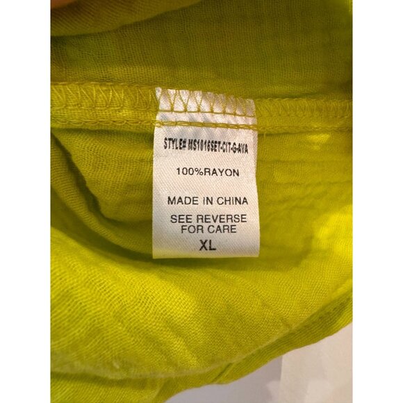 NWT Meet Me In Santorini Lime Green Shirt and Short 2 piece Set Womens Size XL - Picture 9 of 13